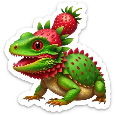bearded dragon with a strawberry on its head sticker