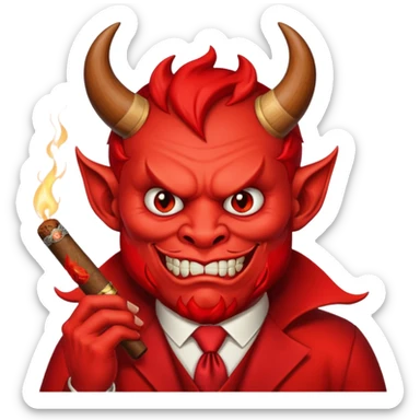Diablito de cara roja con un cigarro sticker
