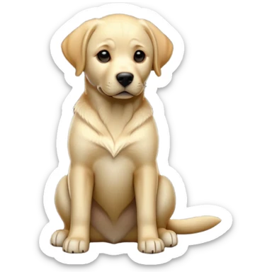 cinematic-[Labrador retriever]-realistic-full-body-sitting-emoji,-tail-resting-loosely-beside-its-paws,-head-tilted-dramatically, -sleek-[black]-fur,-simplified-yet-realistic-focused-features,-highly-detailed,-glowing-with-an-almost-sarcastic-glow sticker