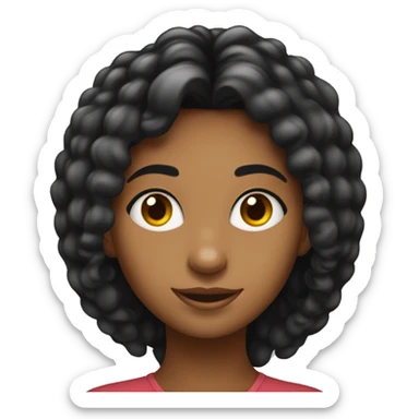 menina de olhos preto de cabelo longo cabelo preto e cabelo cacheado. sticker