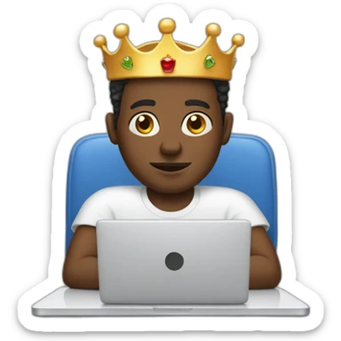 black man behind laptop wearing a crown sticker