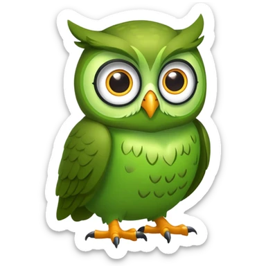 Green owl named duolingo sticker