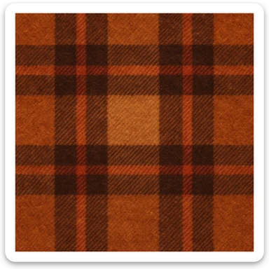 cozy autumn plaid pattern, flannel fabric texture, brown orange red, rustic fall background, soft textile look sticker