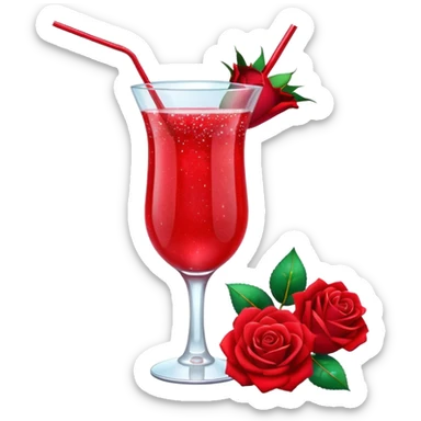 Glittery with roses red mocktail sticker