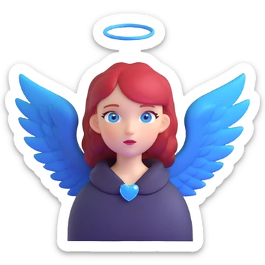 diabolical girl with wings, red hair, blue eyes, dark aura sticker