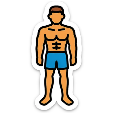 athletic muscular male body type, standing sticker