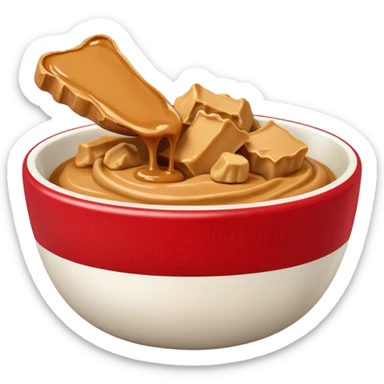 apple chunks in bowl with peanutbutter sticker