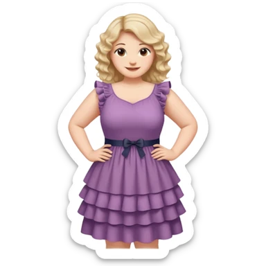 Can you make and she’s wearing a dress like a ruffles and her hand is on her waist and she’s fat sticker