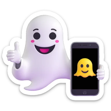 smiley face with Snapchat ghost logo, taking a selfie sticker