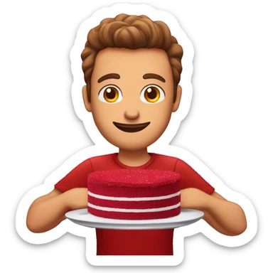 guy in red shirt likes red velvet cake sticker