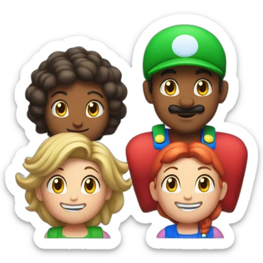 Four children playing super Mario wonder sticker