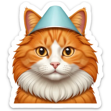 orange cat wearing vet cone sticker