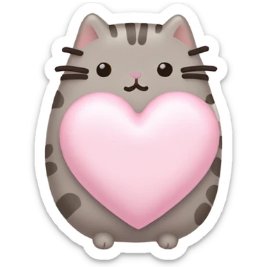 pusheen light pink heart sticker