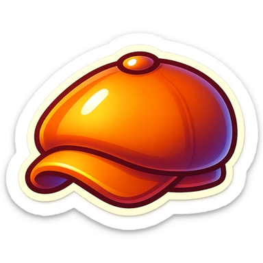 Transform this newsboy cap into a classic emoji style with smooth shading, bold lines, and a simple, friendly appearance. Keep the transparent background. sticker
