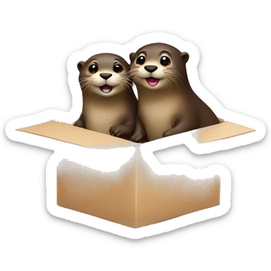 Happy Otter couple moving in a new flat sticker