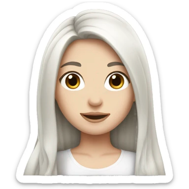 white girl with long black hair sticker