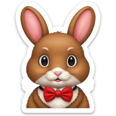brown bunny with red bowtie sticker