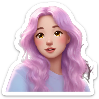 Dreamy pretty shiny colorful girl in nature pastelcore kawaii aesthetic sticker