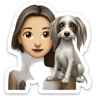 beautiful girl with brown hair and Chinese crested dog in Los Angeles story  sticker