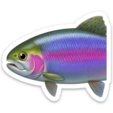 rainbow trout fish facing left bright purple blue green blue sticker