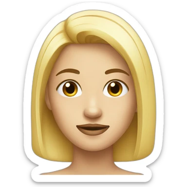 straight face blonde girl solid black eye sockets sticker