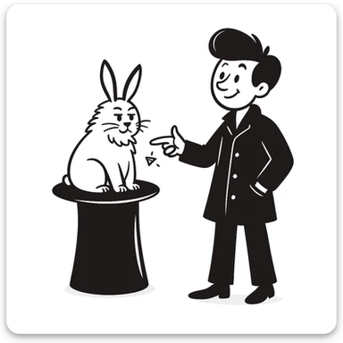 Add a waist length black coat to the street magician in hand drawn doodle style, preserving the hand drawn doodle style and details. sticker
