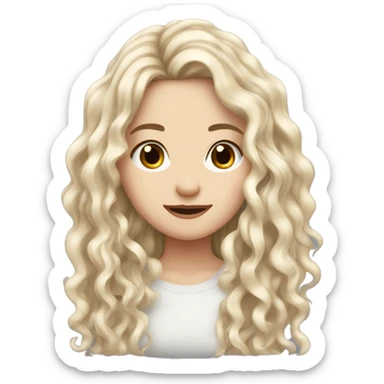 Wavy hair cute white girl long hair sticker