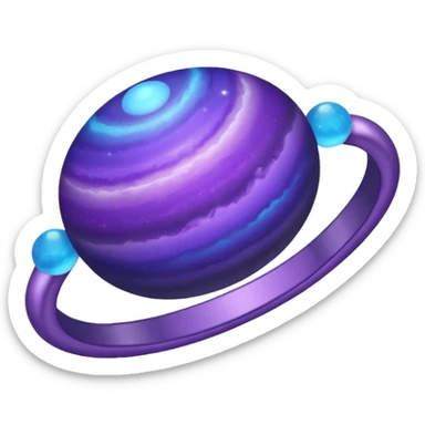 Oval shaped planet, 2 moons, ring sticker
