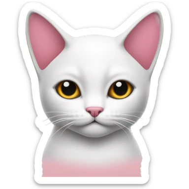 Gato blanco con un moño rosa  sticker