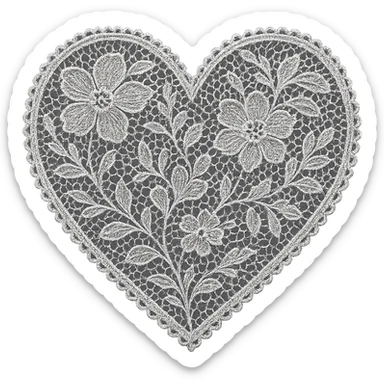 heart with a delicate silver lace overlay sticker