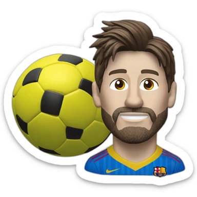 lionel messi with hair from polyurethane foam kicking soccer ball sticker