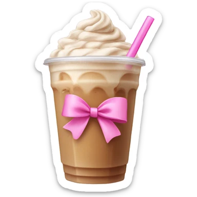 iced latte with a pink bow on straw sticker