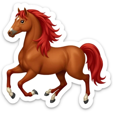 Liver red horse with a long flowing mane galloping sticker