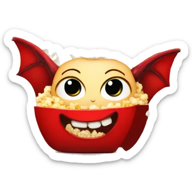 Red succubus eating popcorn sticker