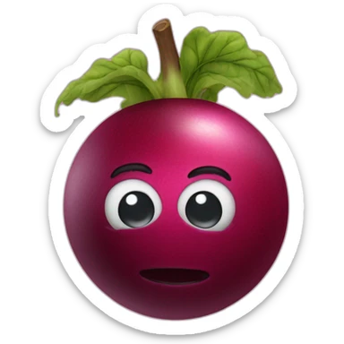 3d sphere with a cartoon beetroots texture with big confident eyes sticker