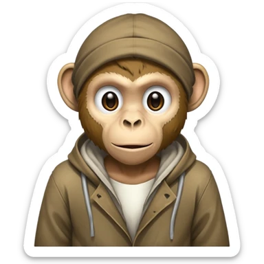 homeless poor monkey with torn clothes  sticker