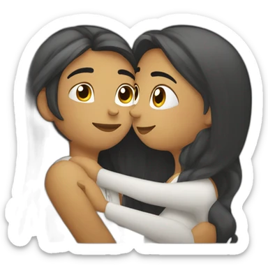 An arabic guy named mxy kissing a girl named remas with hair to her shoulders sticker