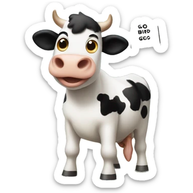 chick fil a cow holding a sign that says go birds  sticker