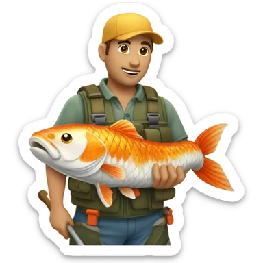 Pescador con una koi sticker