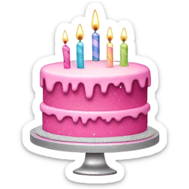 Sparkly pink birthday cake  sticker