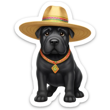 Black Shar pei dog wearing sombrero  sticker