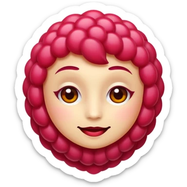 Sexy queer Raspberry emoji, cute and minimalistic style, warm eyes and gentle smile, flat design, soft shapes, clean modern look, highly recognizable at small sizes, centered composition, transparent or solid background, app icon quality. sticker