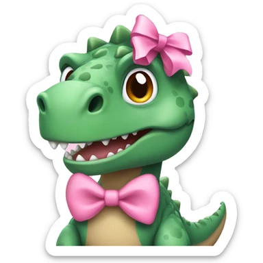 dinosaur with pink bow  sticker