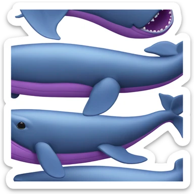 Blue whale purple, open mouth sticker