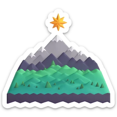 eight-pointed star with wide points and mountain silhouette in middle sticker
