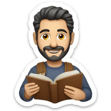 Armenian men reading interesting book and looking at camera and smiling  sticker