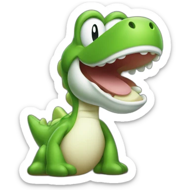 Yoshi with long tongue sticking out face only sticker