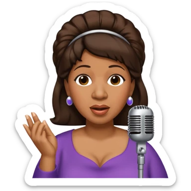 Aretha Franklin with dark brown hair sticker