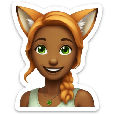 fox girl with green eyes smile sticker