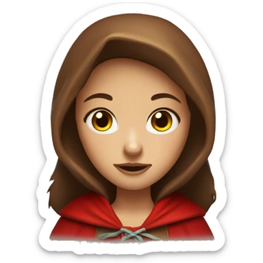 Red riding hood  wit red hood and big light green eyes long brown hair with hightlights sticker
